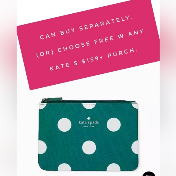 FREE W PURCH* Kate Spade Dot Pouch ✨ Jade Green - Picture 2 of 9